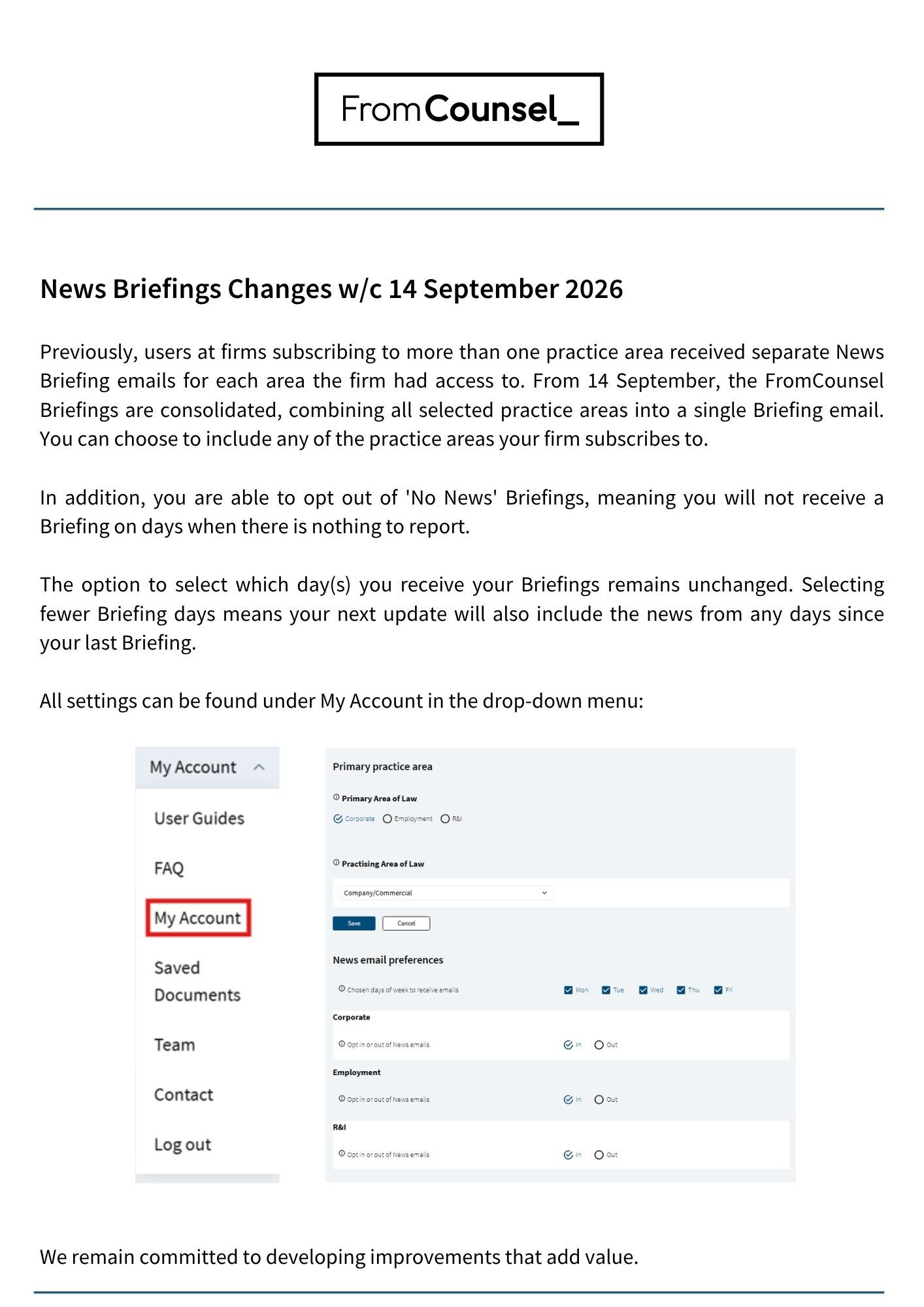 FromCounsel News Briefings Update